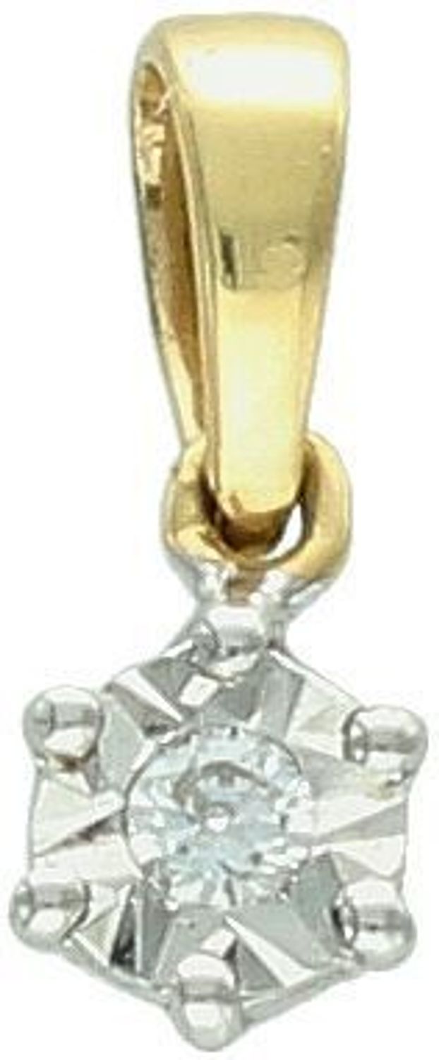 Złota zawieszka 585 z Diamentem w oprawie z białego złota 0,04ct 0660027076 HSI Złota zawieszka wykonana z 14- karatowego złota z  diamentem o masie 0,05 ct, barwie H i czystości SI. 1.jpg